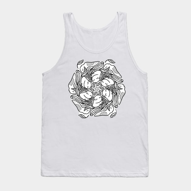 Doodle Art Cute Smilling Black and White T-Shirt Print Tank Top by R4CProject